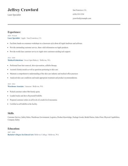 Laser Specialist Resume