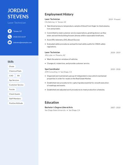Laser Technician Resume