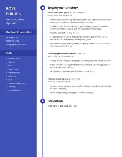 Lathe Machine Operator Resume
