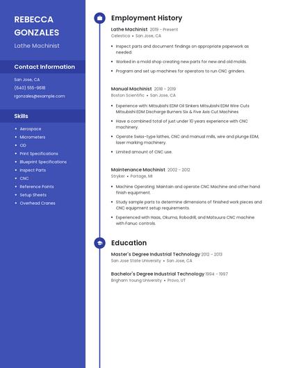 Lathe Machinist Resume