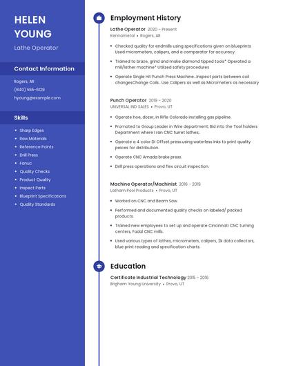 Lathe Operator Resume
