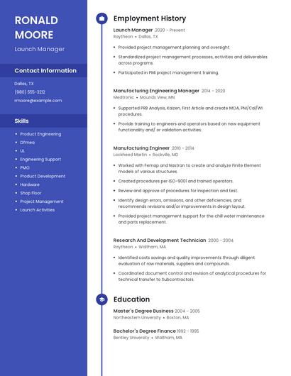 Launch Manager Resume