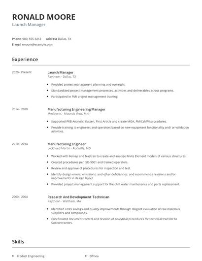 Launch Manager Resume