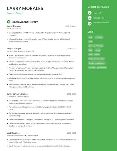 Launch Manager Resume