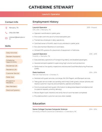 Launch Operator Resume