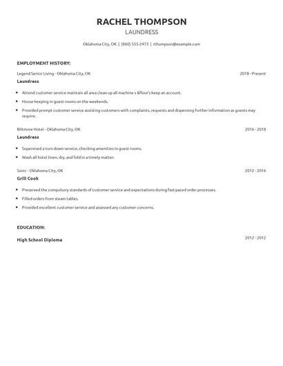 Laundress Resume