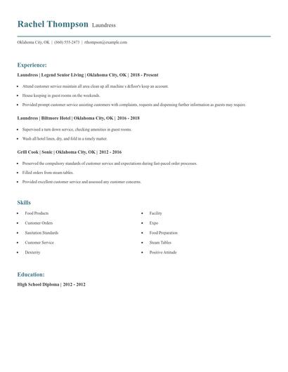 Laundress Resume