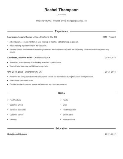 Laundress Resume