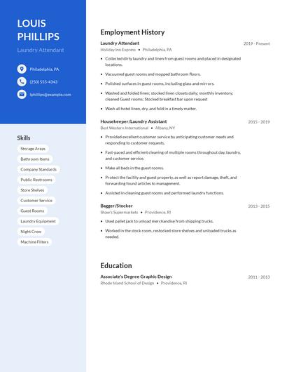 Laundry Attendant Resume