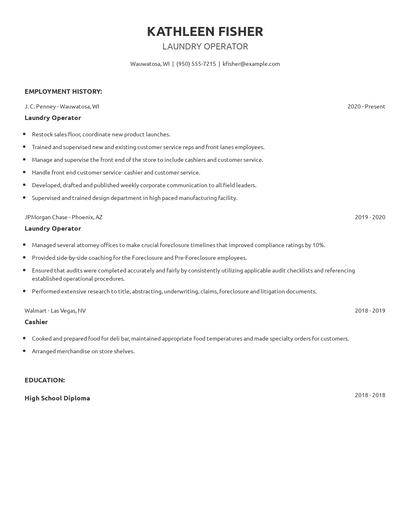 Laundry Operator Resume