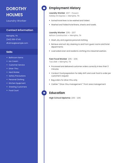 Laundry Worker Resume