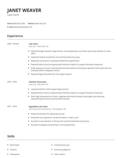 Law Clerk Resume