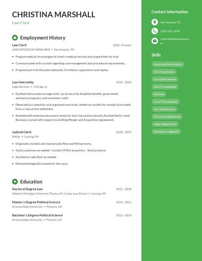 Law Clerk Resume