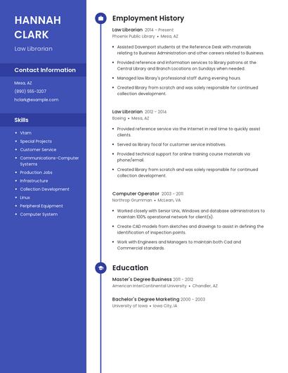 Law Librarian Resume