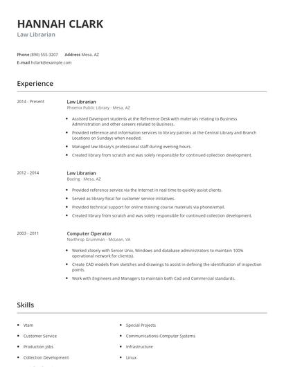 Law Librarian Resume