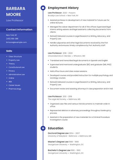 Law Professor Resume