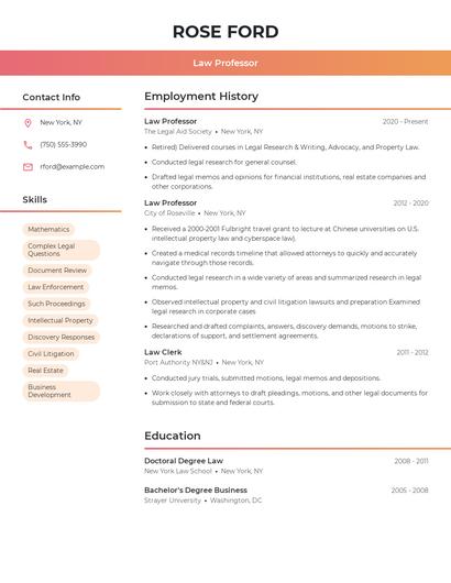 Law Professor Resume