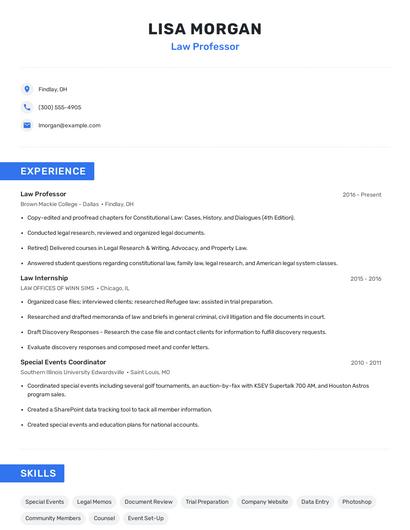 Law Professor Resume