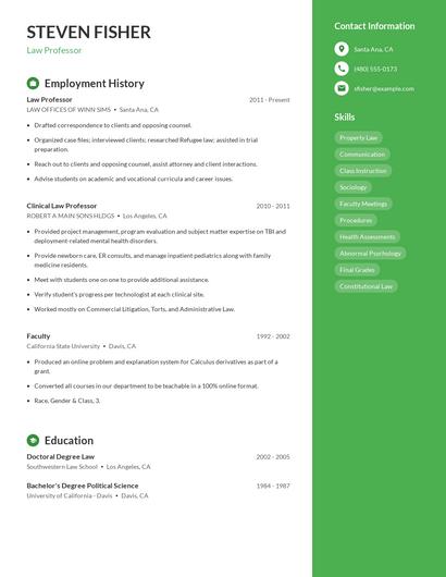 Law Professor Resume