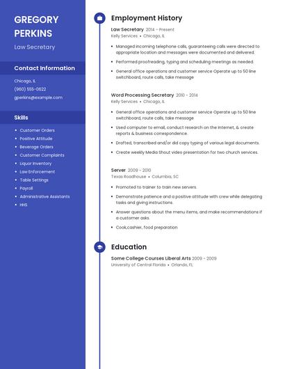 Law Secretary Resume