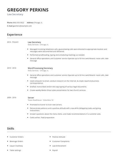 Law Secretary Resume