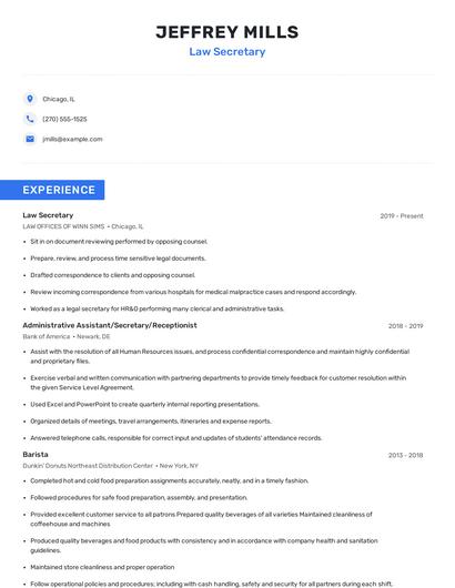 Law Secretary Resume