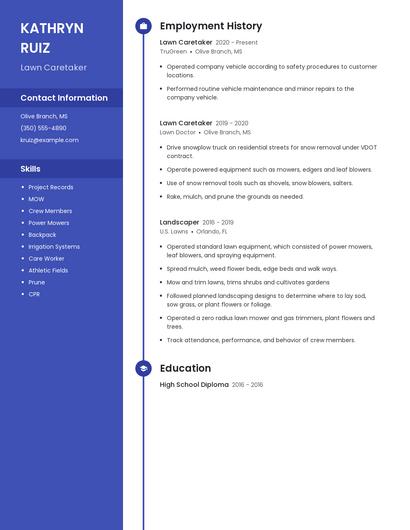 Lawn Caretaker Resume