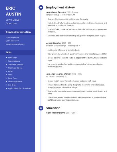 Lawn Mower Operator Resume