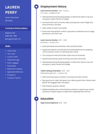 Lawn Service Worker Resume