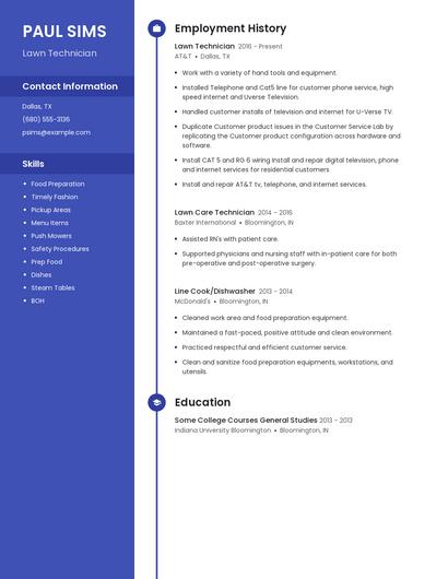 Lawn Technician Resume