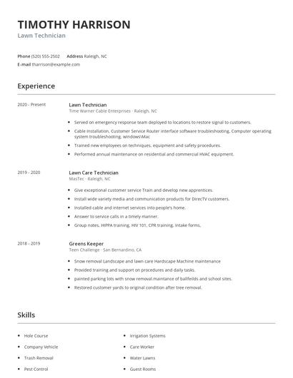 Lawn Technician Resume