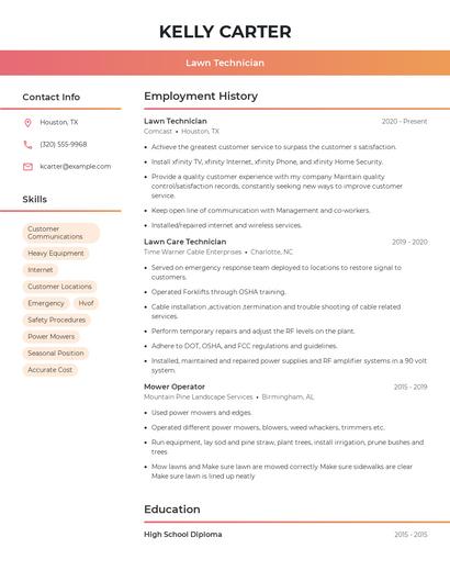 Lawn Technician Resume