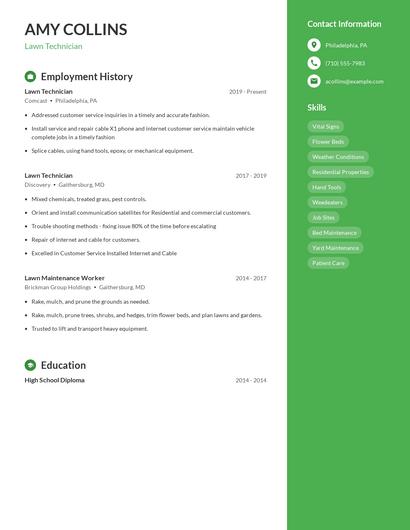 Lawn Technician Resume