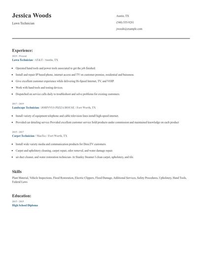 Lawn Technician Resume