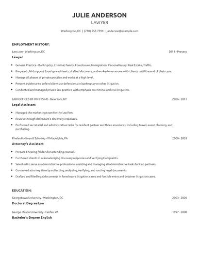 Lawyer Resume