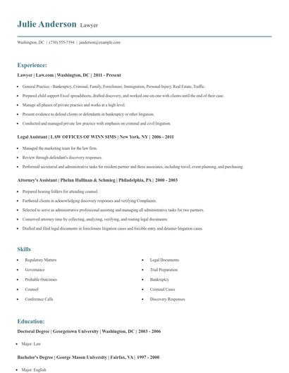 Lawyer Resume
