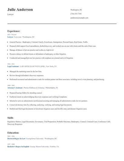 Lawyer Resume