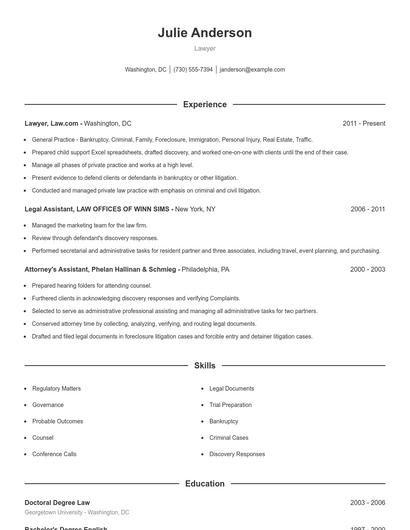Lawyer Resume
