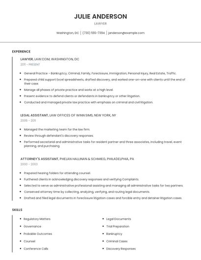 Lawyer Resume