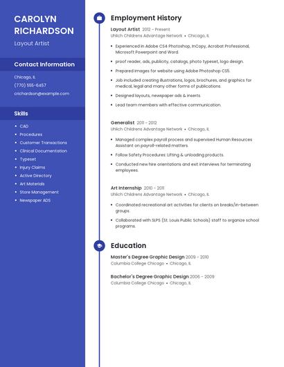 Layout Artist Resume