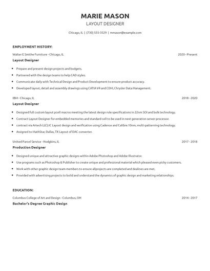 Layout Designer Resume