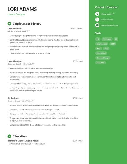 Layout Designer Resume