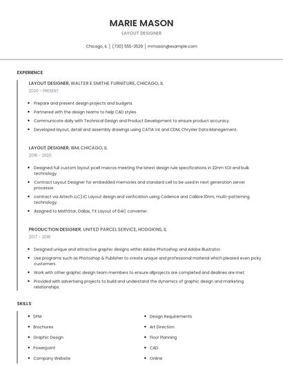 Layout Designer Resume
