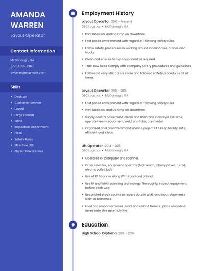 Layout Operator Resume