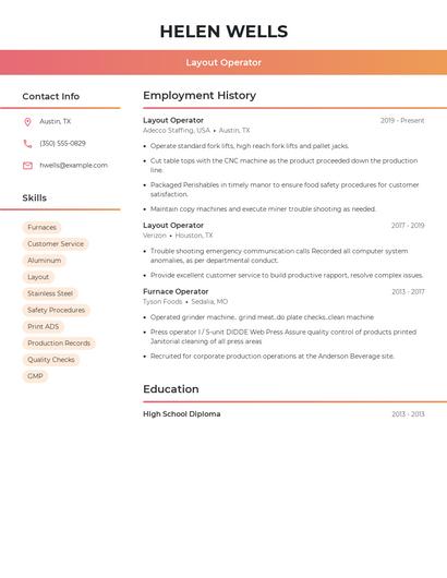 Layout Operator Resume