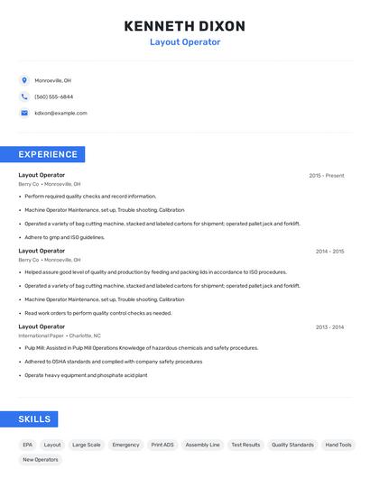 Layout Operator Resume