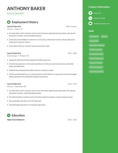 Layout Operator Resume