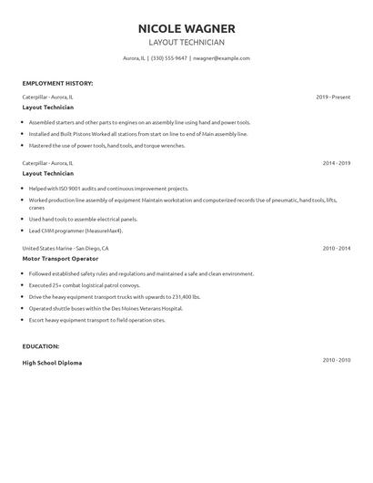 Layout Technician Resume