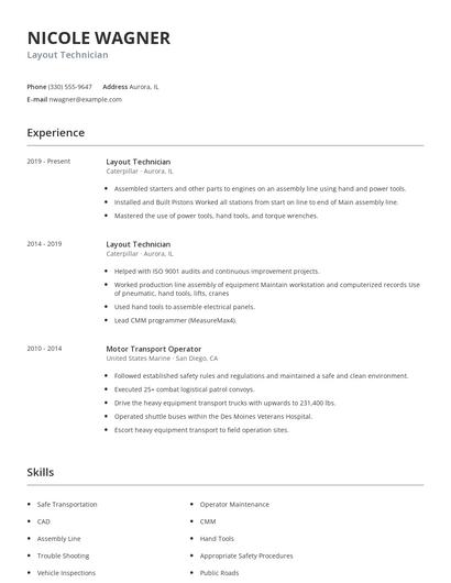 Layout Technician Resume