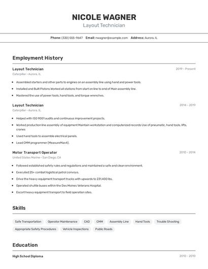 Layout Technician Resume